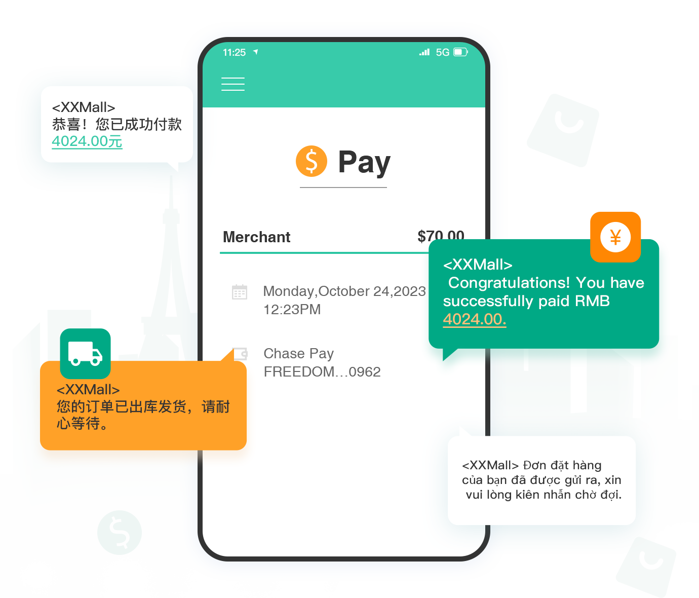 电商出海支付通知、账户余额、收益提醒